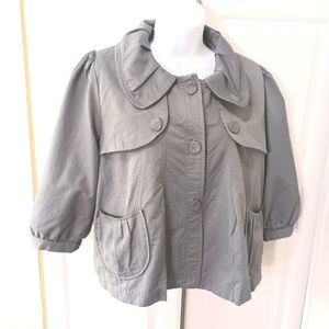 Vertigo Paris Women's Peter Pan Collar Storm Flap Gray Jacket Sz L
